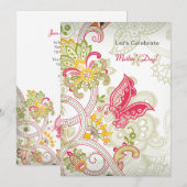 Invitation pour la fête des mères de papillons (Devant / Derrière)