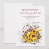 Invitation pour la fête des mères Tournesols (Devant / Derrière)