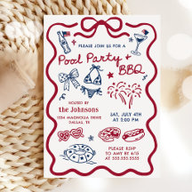 Invitation pour la fête d'été du 4 juillet BBQ & P