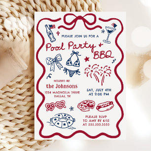 Invitation pour la fête d'été du 4 juillet BBQ & P