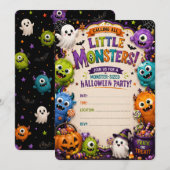 Invitation pour la fête d'Halloween des petits mon (Devant / Derrière)