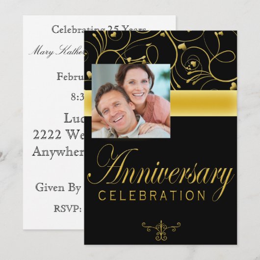 Invitation pour la fête du 25e anniversaire avec p (Devant / Derrière)