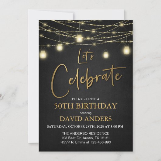 Invitation pour la fête du 40e anniversaire pour h (Devant)