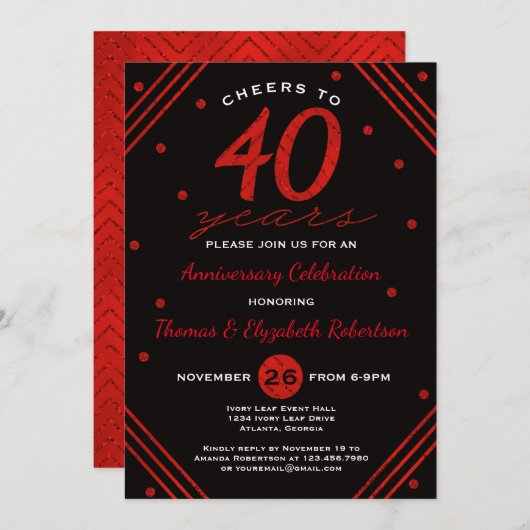 Invitation pour la fête du 40e anniversaire, Rubis (Devant / Derrière)