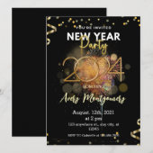 Invitation pour la fête du Nouvel An Moderne en Or (Devant / Derrière)