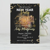 Invitation pour la fête du Nouvel An Moderne en Or (Debout devant)