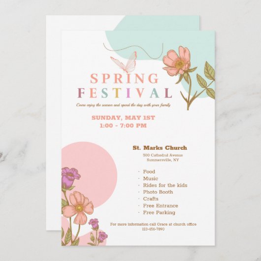 Invitation pour la Fête du Printemps (Devant / Derrière)