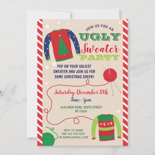 Invitation pour la fête du pull moche de Noël (Devant)