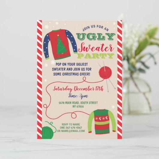 Invitation pour la fête du pull moche de Noël (Debout devant)