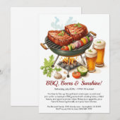 Invitation pour la fête estivale de BBQ et de bièr (Devant / Derrière)