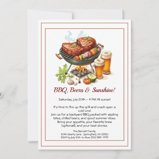 Invitation pour la fête estivale de BBQ et de bièr (Devant)
