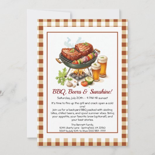 Invitation pour la fête estivale de BBQ et de bièr (Devant)