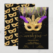Invitation pour la fête masquée du Mardi Gras en o (Devant / Derrière)