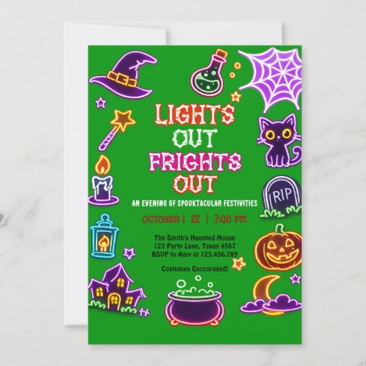 Invitation pour la fête néon de Halloween Glow Ext (Devant)