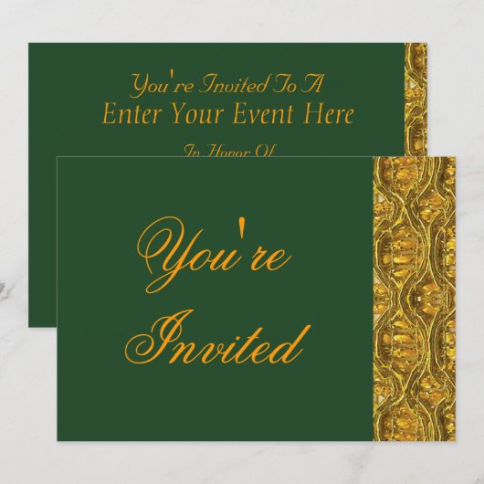 Invitation pour la fête Or et Vert (Devant / Derrière)