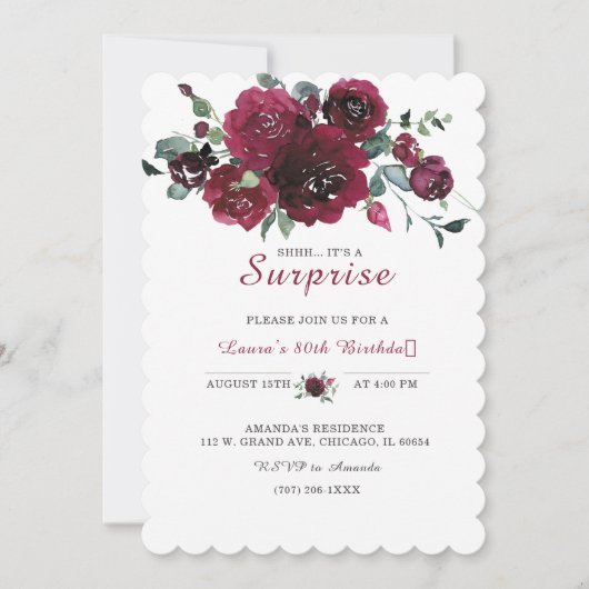 Invitation Pour la fête surprise du 80e anniversaire (Devant)