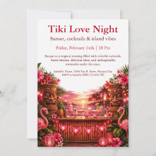 Invitation pour la fête Tiki Pink Paradise Cocktai
