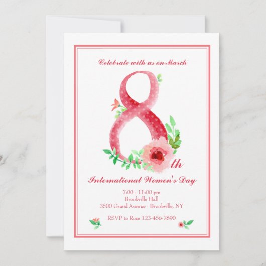Invitation pour la Journée de la femme du 8 mars (Devant)