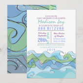 Invitation POUR LA PLAGE de bat mitzvah de barre (Devant / Derrière)