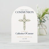Invitation pour la Première Communion avec Croix F (Debout devant)