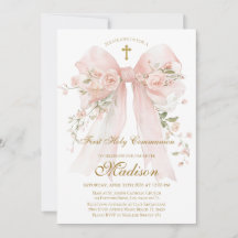 Invitation pour la Première Communion avec un Nœud
