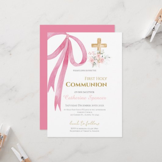 Invitation pour la première communion de fille flo (Devant/Arrière en situation)