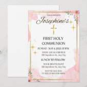 Invitation pour la Première Communion Florale (Devant / Derrière)