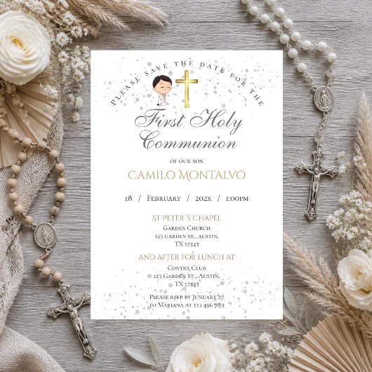 Invitation pour la Première Communion pour Garçon