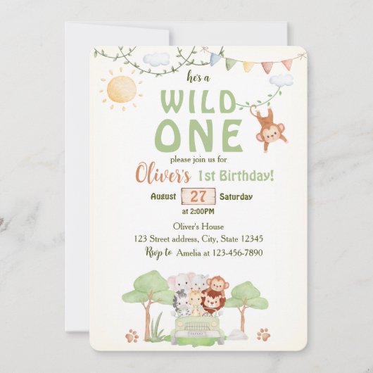 Invitation pour la première fête d'anniversaire av (Devant)