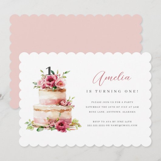 Invitation pour la première fête d'anniversaire av (Devant / Derrière)