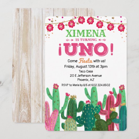Invitation pour la première fête d'anniversaire Ca (Devant / Derrière)