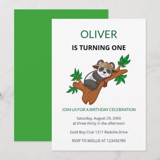 Invitation pour la première fête d'anniversaire de (Devant / Derrière)