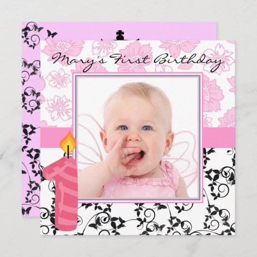 Invitation pour la première fête d'anniversaire de (Devant / Derrière)