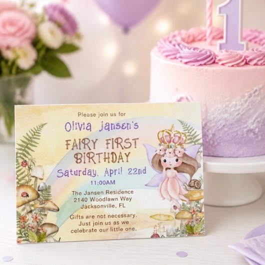 Invitation pour la première fête d'anniversaire de