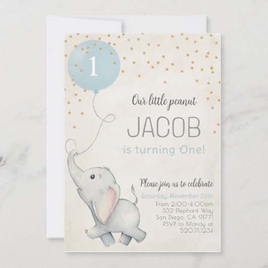 Invitation pour la première fête d'anniversaire de (Devant)