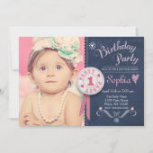 Invitation pour la première fête d'anniversaire Fi (Devant)