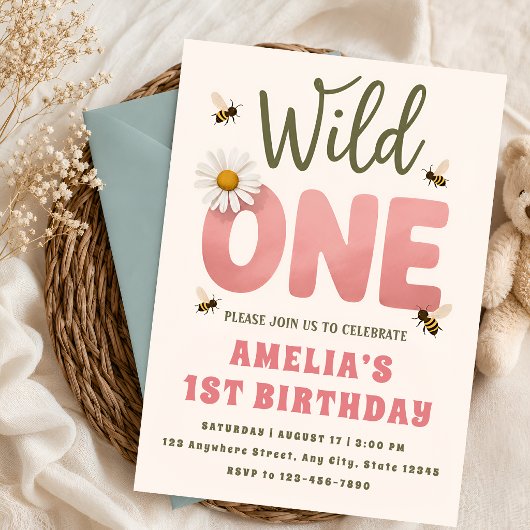 Invitation pour la première fête d'anniversaire fl