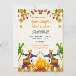 Invitation pour la première Lohri de bébé, carte d