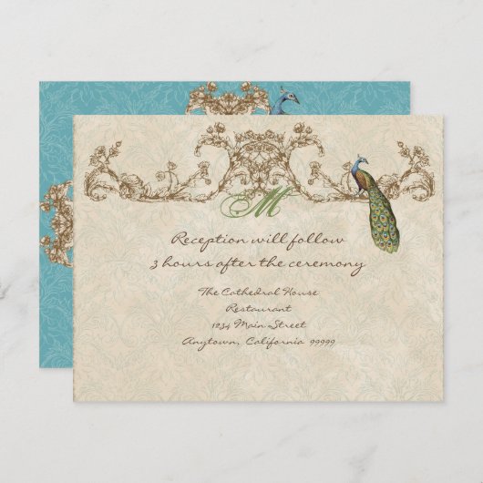 Invitation pour la réception Paon de collection et (Devant / Derrière)