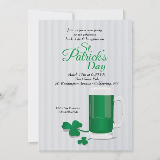 Invitation pour la Saint-Patrick avec une tasse de (Devant)