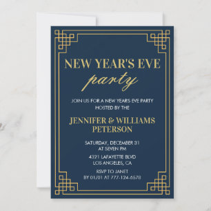 Invitation pour la Saint-Sylvestre Navy Gold