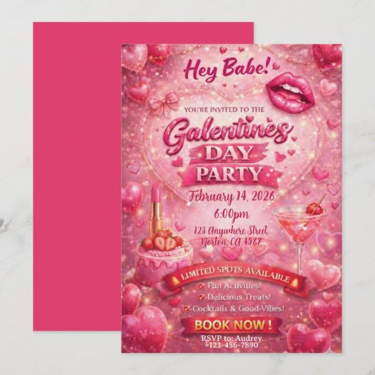 Invitation pour la Saint-Valentin de Galentine's D (Devant / Derrière)