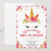 Invitation pour la Saint-Valentin licorne chérie (Devant / Derrière)