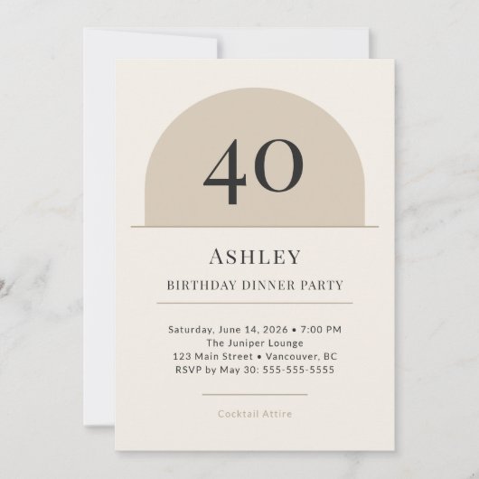 Invitation pour la soirée d'anniversaire des 40 an (Devant)