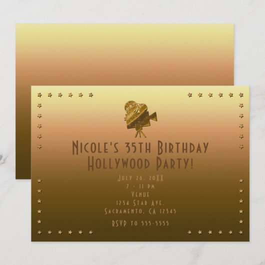 Invitation pour la soirée Hollywood de cinéma et d (Devant / Derrière)