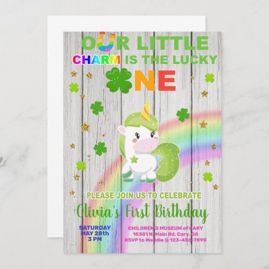 Invitation pour l'anniversaire avec le petit charm (Devant / Derrière)