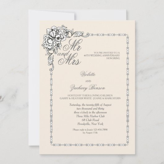 Invitation pour l'anniversaire Baroque Beauty (Devant)