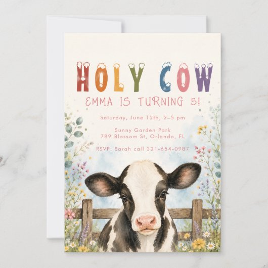 Invitation pour l'anniversaire de 5 ans d'une fill (Devant)
