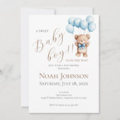 Invitation pour l'anniversaire de bébé ours bleu g (Devant)