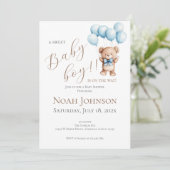 Invitation pour l'anniversaire de bébé ours bleu g (Debout devant)